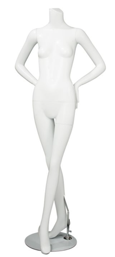 Female Mannequin Matte White Headless Changeable Heads - Hands Behind Back