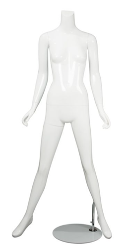 Female Mannequin Glossy White Headless Changeable Heads