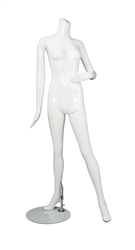Glossy White Headless Female Mannequin with Arm Bent Pose 24