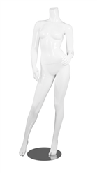 Female Mannequin Glossy White Headless Changeable Heads - Hip Out