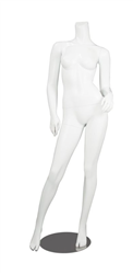 Female Mannequin Matte White Headless Changeable Heads - Hip Out