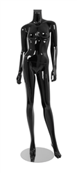Female Mannequin Glossy Black Headless Changeable Heads Pose 7