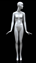 Slender Abstract Female Mannequin Glossy White Looking Left