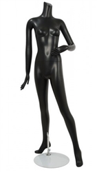 Female Mannequin Matte Black Headless Changeable Heads - Left Arm Bent Pose 24