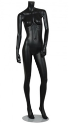 Female Mannequin Matte Black Headless Changeable Heads - Left Leg Bent Pose 25