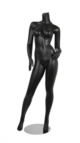 Female Brazilian Body Mannequin Matte Black Headless Changeable Heads