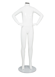 Kid Teenage Mannequin Glossy White Headless Changeable Heads - Hands on Hips