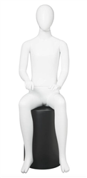 Kid Teenage Mannequin Matte White Headless Changeable Heads - Seated Pose