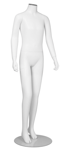 Matte White Headless Teenage Mannequin - Changeable Heads