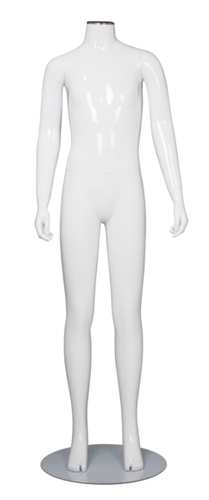 Glossy White Headless Teenage Mannequin - Changeable Heads  - Straight on Pose