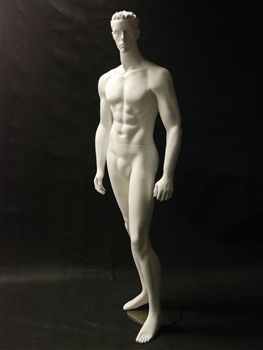 Molded Hair Male Mannequin with defined muscles and realistic facial features from www.zingdisplay.com