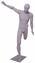 Matte Grey Soccer Male Mannequin Kicking ball