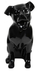 Glossy Black Happy Tongue Out Dog Mannequin