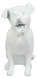 Glossy White Happy Tongue Out Dog Mannequin