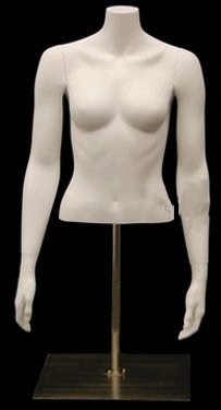 White Headless Female Torso Display Form with Arms at her Sides