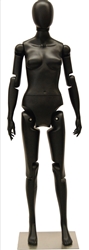 Fiberglass Posable Matte Black Female Mannequin