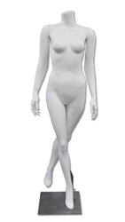 Legs Crossed, Standing Pose Female Mannequin Headless in Matte white