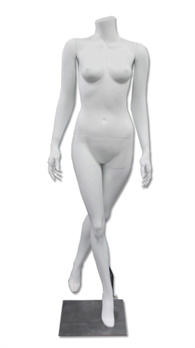 Legs Crossed, Standing Pose Female Mannequin Headless in Matte white