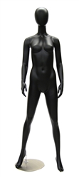 Jan Satin Black Egghead Female Mannequin arms to side