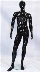 Abstract Head Male Mannequin in Glossy Black