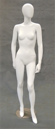 Egghead Matte White female mannequin with left leg forward with high heels