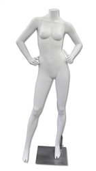 Sassy Female Mannequin Headless Hands on Hips Matte White