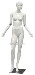 Flexible Elbow Glossy White Female Mannequin