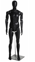 Posable Male Mannequin in Black.  He can sit, stand or kneel for the most unique display you can create.