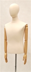 Jersey Male White Torso Form with wood like posable arms