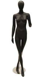 Missy Egghead Matte Black Female Mannequin - Leg Over