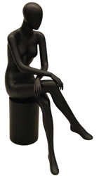 Missy Egghead Satin Black Female Mannequin - Sitting