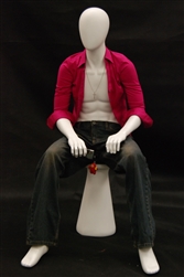 Egghead Matte White Male Mannequin seated with arms on knees