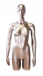 Shiny Pewter 3/4 Torso Female Mannequin with Trendy Head