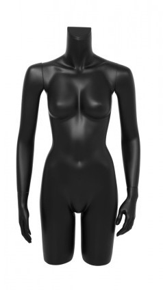 Matte Black 3/4 Torso Female Mannequin with Arms