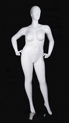 Matte White Plus Size 16 Female Mannequin Hands on Hip
