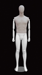 Linen Mixed Fabric Male Mannequin with Bendable Wooden Arms