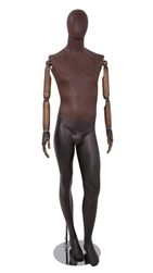 Brown Leather-Like Mixed Fabric Male Mannequin Bendable Arms Leg Bent