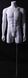 Ghost Matte White Male 3/4 Torso Display Form with Detachable Arms
