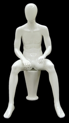 Seated Egghead Male Mannequin in Gloss