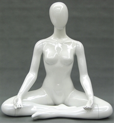 Female Yoga Mannequin OM Pose - Pearl White