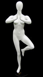 Female Yoga Mannequin Tree Pose - Pearl White