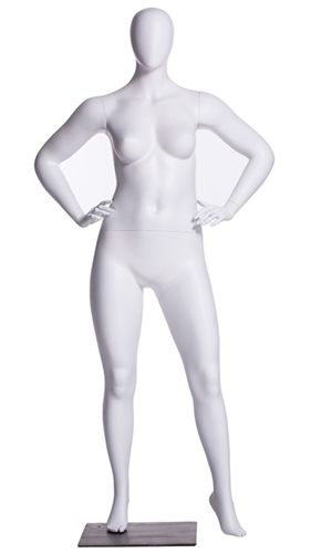 Matte White Female Mannequin Egghead Plus Size Hands on Hips