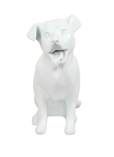 Matte White Happy Tongue Out Dog Mannequin