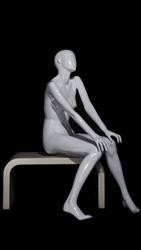 Nicole Female Mannequin seated hands on knees Pose 1