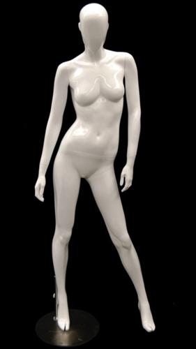 White Mannequin Abstract Head Female right hand on hip