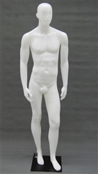 White Plastic Male Mannequin with Facial Feature Head