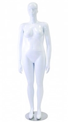 Glossy White Female Plus Size Trendy Mannequin Arms by Side