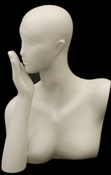 Matte White Abstract Head Display Blowing Kiss