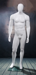 Guy Glossy White Egghead Male Mannequin Pose 2