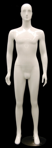 Black White Male Mannequin with Arms at Sides and Abstract Egghead
